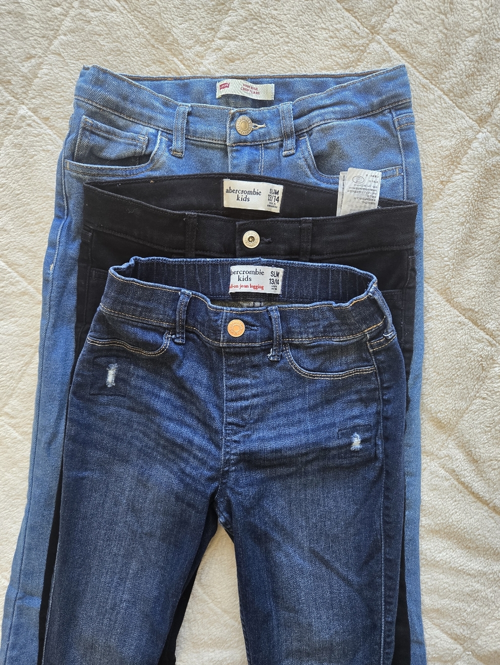 A&F Bundle Girl Kids Flare Jeans - Black and Dark Blue Color Size 13/14 Kids - Picture 3 of 11